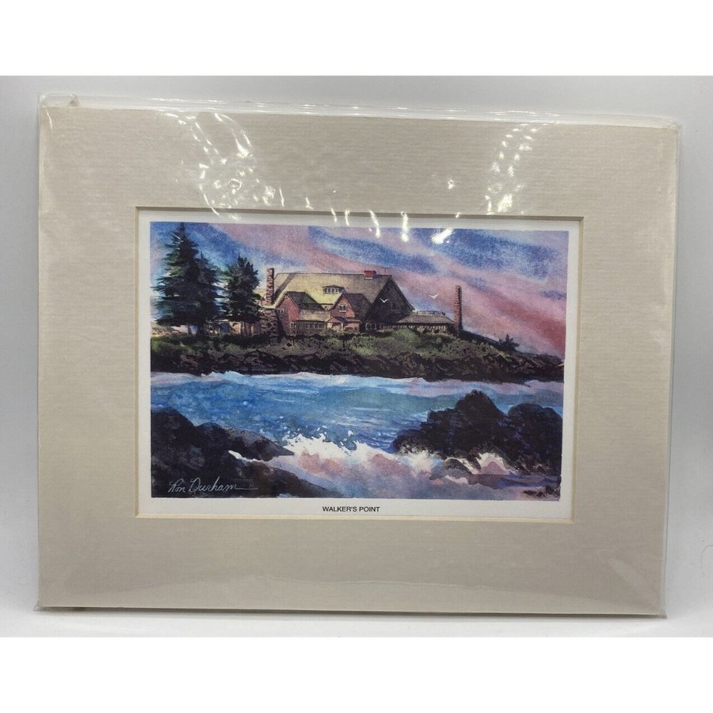 Ron Durham “Walker’s Point” signed and matted print 6.5” x 4.5” Maine President